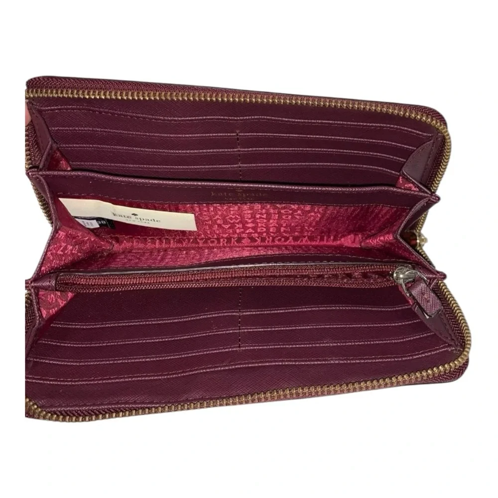 Kate Spade Neda Laurel Leather Zip-Around Wallet Mulled Wine WLRU2669